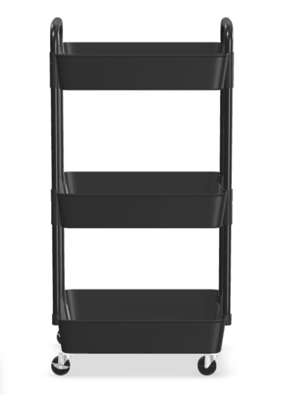3 Tier Black Kitchen Utility Cart - Rolling Storage Organizer